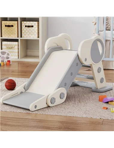 AIYAPLAY Foldable Kids Slide, Freestanding Baby Slide, for Ages 1.5-3 Years, Grey & Beige
