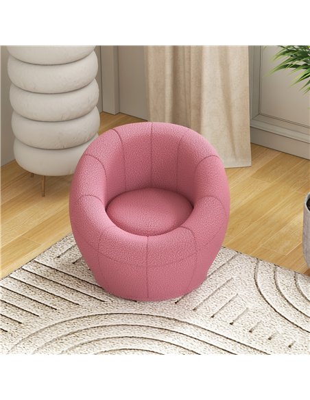 HOMCOM Modern Accent Chair, Swivel Upholstered Armchair for Living Room, Bedroom, Home Office, Pink