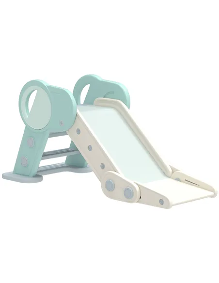AIYAPLAY Foldable Kids Slide, Freestanding Baby Slide, for Ages 1.5-3 Years, Grey & Green