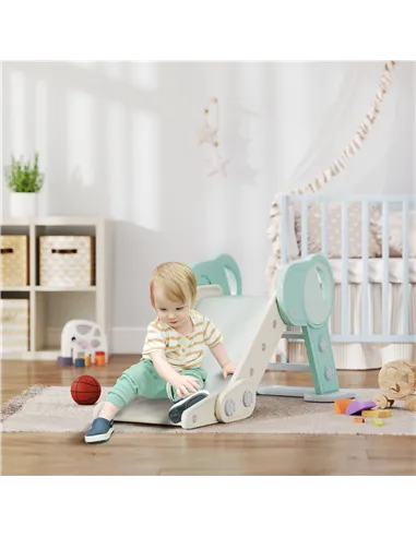 AIYAPLAY Foldable Kids Slide, Freestanding Baby Slide, for Ages 1.5-3 Years, Grey & Green