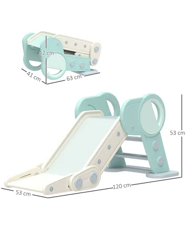 AIYAPLAY Foldable Kids Slide, Freestanding Baby Slide, for Ages 1.5-3 Years, Grey & Green