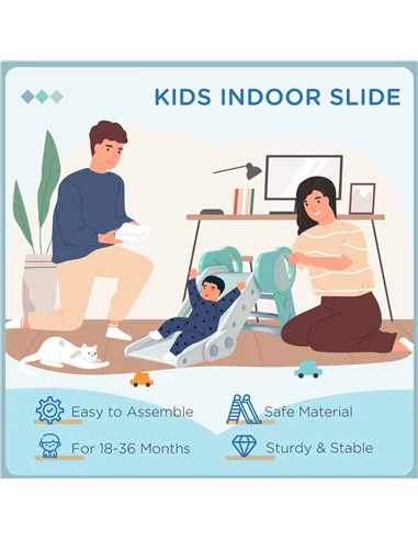 AIYAPLAY Foldable Kids Slide, Freestanding Baby Slide, for Ages 1.5-3 Years, Grey & Green