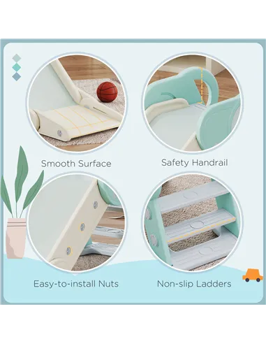 AIYAPLAY Foldable Kids Slide, Freestanding Baby Slide, for Ages 1.5-3 Years, Grey & Green