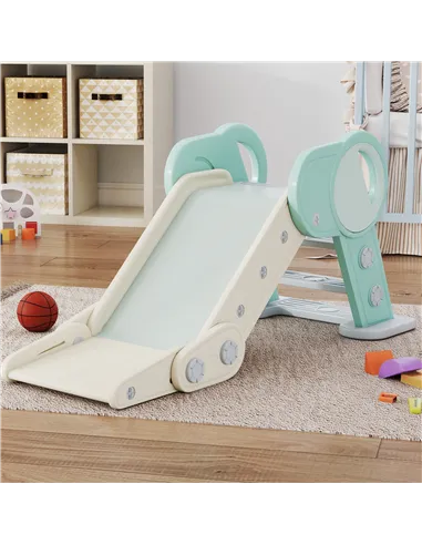 AIYAPLAY Foldable Kids Slide, Freestanding Baby Slide, for Ages 1.5-3 Years, Grey & Green