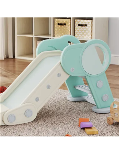 AIYAPLAY Foldable Kids Slide, Freestanding Baby Slide, for Ages 1.5-3 Years, Grey & Green