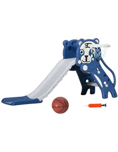 AIYAPLAY 3 in 1 Baby Slide for Indoor Use with Climber, Basketball Hoop, Basketball, for Ages 18-36 Months - Blue