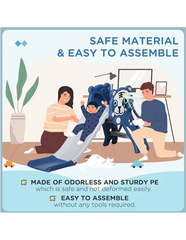 AIYAPLAY 3 in 1 Baby Slide for Indoor Use with Climber, Basketball Hoop, Basketball, for Ages 18-36 Months - Blue