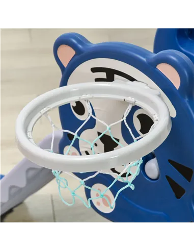 AIYAPLAY 3 in 1 Baby Slide for Indoor Use with Climber, Basketball Hoop, Basketball, for Ages 18-36 Months - Blue