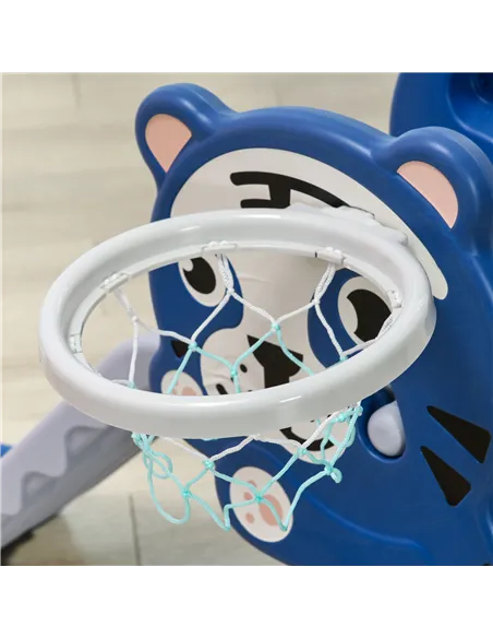 AIYAPLAY 3 in 1 Baby Slide for Indoor Use with Climber, Basketball Hoop, Basketball, for Ages 18-36 Months - Blue