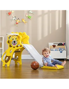 AIYAPLAY Baby Slide with Basketball Hoop, Climber, Easy to Assemble Kids Slide for Indoor Use, for Ages 18-36 Months - Yellow 2