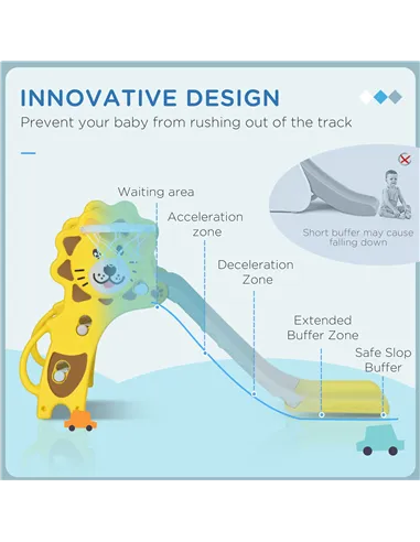 AIYAPLAY Baby Slide with Basketball Hoop, Climber, Easy to Assemble Kids Slide for Indoor Use, for Ages 18-36 Months - Yellow