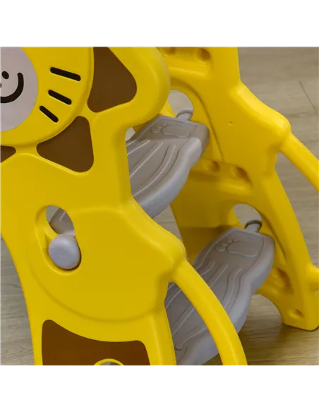 AIYAPLAY Baby Slide with Basketball Hoop, Climber, Easy to Assemble Kids Slide for Indoor Use, for Ages 18-36 Months - Yellow