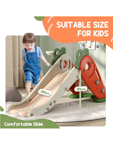 AIYAPLAY 3 in 1 Foldable Toddler Slide with Basketball Hoop, Climber, Carrot-themed, for 1-3 Years