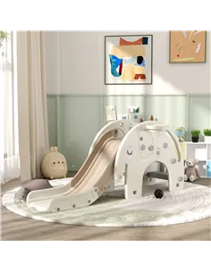 AIYAPLAY 3 in 1 Toddler Slide with Basketball Hoop, Climber, Elephant-Themed, for 1-3 Years, Cream White 2