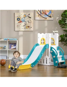 AIYAPLAY 4 in 1 Toddler Slide with Basketball Hoop, Climber, Telescope, Storage Basket, for Ages 1-3 Years, Yellow 2