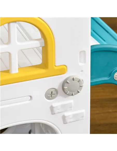 AIYAPLAY 4 in 1 Toddler Slide with Basketball Hoop, Climber, Telescope, Storage Basket, for Ages 1-3 Years, Yellow
