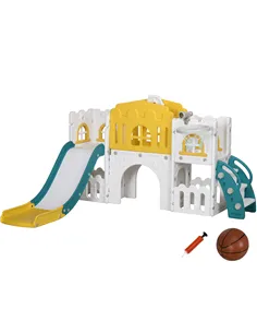 AIYAPLAY 7-in-1 Toddler Slide for Ages 1-3 Years with Basketball Hoop
