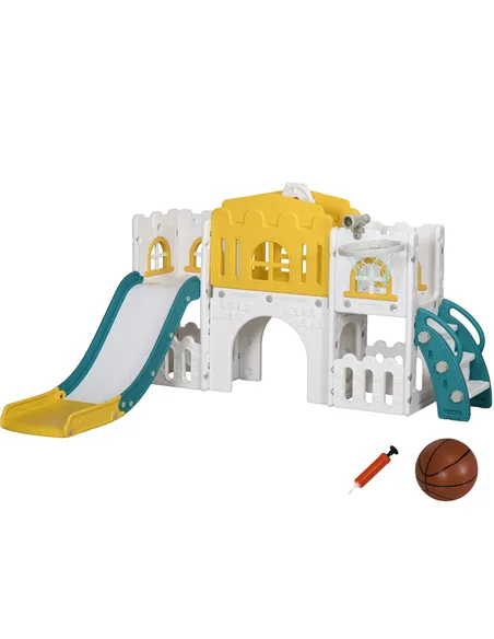 AIYAPLAY 7-in-1 Toddler Slide for Ages 1-3 Years with Basketball Hoop