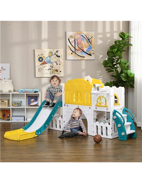 AIYAPLAY 7-in-1 Toddler Slide for Ages 1-3 Years with Basketball Hoop