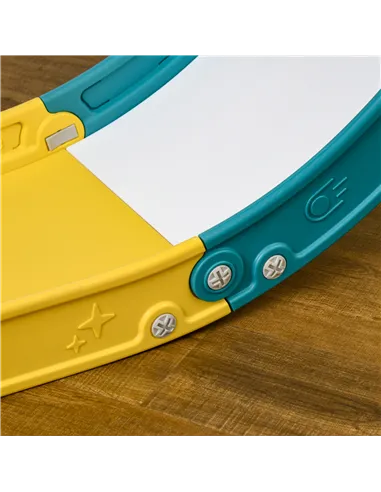 AIYAPLAY 6-in-1 Swing and Slide Set, Kids Playground with Basketball Hoop, Telescope, Storage Space - Yellow