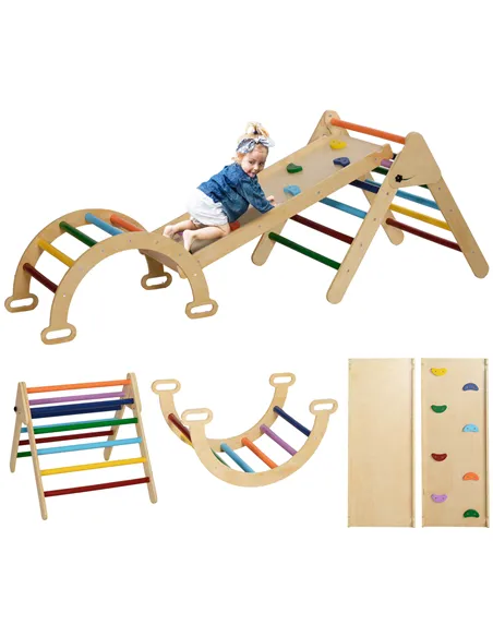 AIYAPLAY 5-in-1 Toddler Climbing Frame with Ramp, Arch, for 18-48 Months, Multicoloured