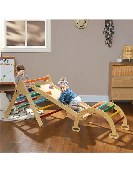 AIYAPLAY 5-in-1 Toddler Climbing Frame with Ramp, Arch, for 18-48 Months, Multicoloured