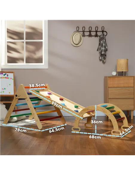 AIYAPLAY 5-in-1 Toddler Climbing Frame with Ramp, Arch, for 18-48 Months, Multicoloured