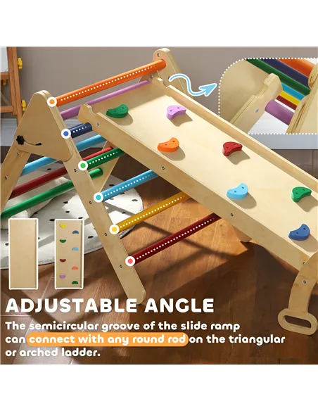 AIYAPLAY 5-in-1 Toddler Climbing Frame with Ramp, Arch, for 18-48 Months, Multicoloured