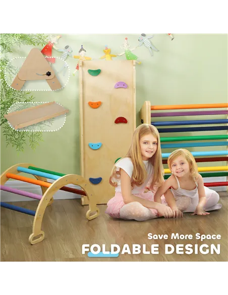AIYAPLAY 5-in-1 Toddler Climbing Frame with Ramp, Arch, for 18-48 Months, Multicoloured