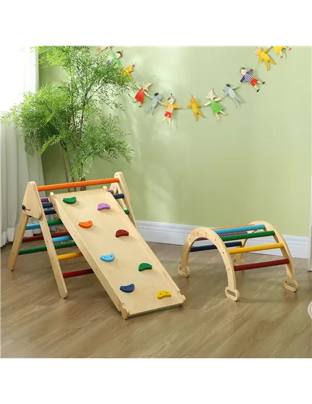 AIYAPLAY 5-in-1 Toddler Climbing Frame with Ramp, Arch, for 18-48 Months, Multicoloured