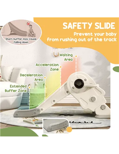 AIYAPLAY 3-in-1 Kids Slide with Basketball Hoop, Climber, Anti-Slip Steps for Toddlers, Ages 2-5 Years, Cream White