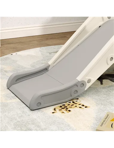 AIYAPLAY 3-in-1 Kids Slide with Basketball Hoop, Climber, Anti-Slip Steps for Toddlers, Ages 2-5 Years, Cream White