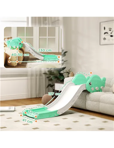 AIYAPLAY Kids Sofa Slide with 130cm Extended Length, HDPE Toddler Slide for Sofa, Bed, Stairs, Easy Assemble & Storage, Green