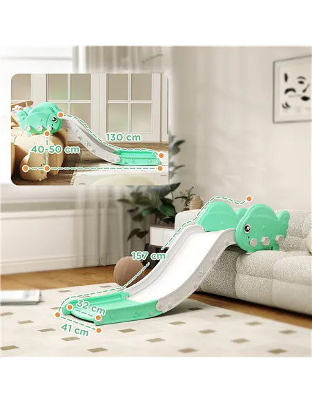 AIYAPLAY Kids Sofa Slide with 130cm Extended Length, HDPE Toddler Slide for Sofa, Bed, Stairs, Easy Assemble & Storage, Green
