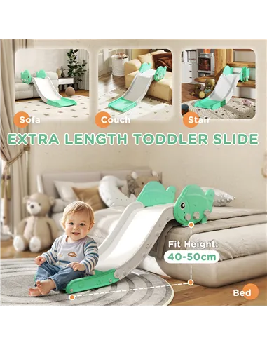 AIYAPLAY Kids Sofa Slide with 130cm Extended Length, HDPE Toddler Slide for Sofa, Bed, Stairs, Easy Assemble & Storage, Green