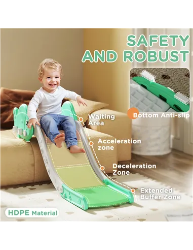 AIYAPLAY Kids Sofa Slide with 130cm Extended Length, HDPE Toddler Slide for Sofa, Bed, Stairs, Easy Assemble & Storage, Green