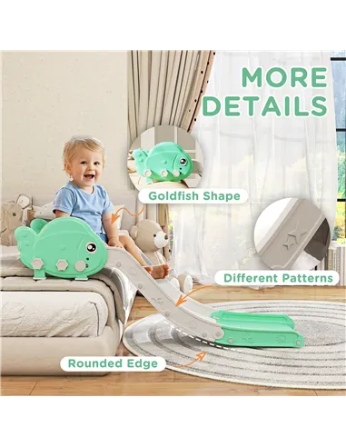 AIYAPLAY Kids Sofa Slide with 130cm Extended Length, HDPE Toddler Slide for Sofa, Bed, Stairs, Easy Assemble & Storage, Green