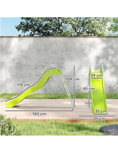 AIYAPLAY Freestanding Kids Slide with Climbing Ladder, Outdoor Playground Equipment for Ages 3-8 Years, Green