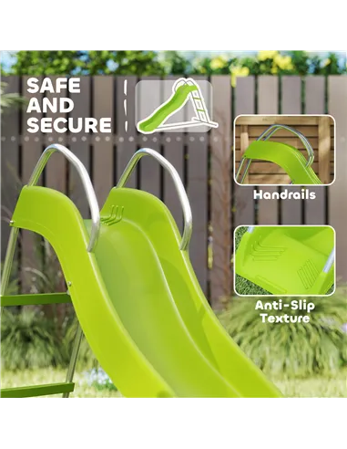 AIYAPLAY Freestanding Kids Slide with Climbing Ladder, Outdoor Playground Equipment for Ages 3-8 Years, Green