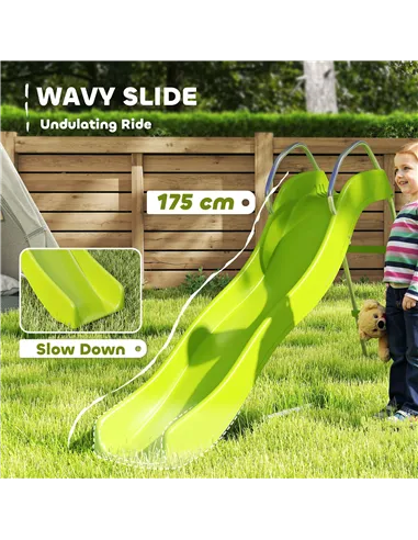AIYAPLAY Freestanding Kids Slide with Climbing Ladder, Outdoor Playground Equipment for Ages 3-8 Years, Green