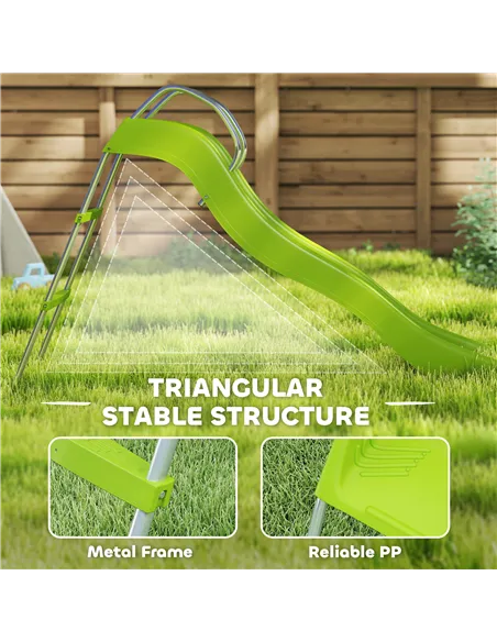 AIYAPLAY Freestanding Kids Slide with Climbing Ladder, Outdoor Playground Equipment for Ages 3-8 Years, Green