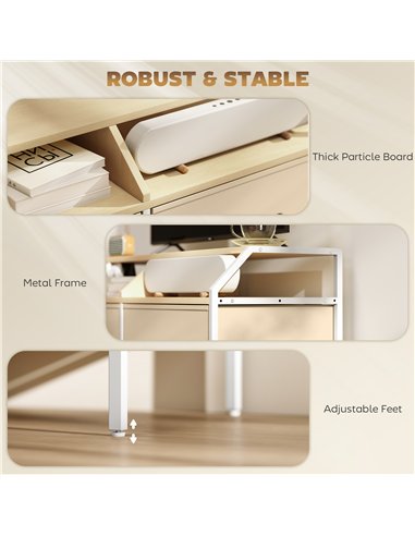 HOMCOM TV Stand Cabinet, TV Unit for 55-inch TVs with 2 Foldable Fabric Drawers, 5 Divided Side Pockets, Open Shelves, Console T