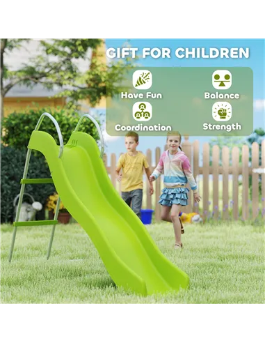 AIYAPLAY Freestanding Kids Slide with Climbing Ladder, Outdoor Playground Equipment for Ages 3-8 Years, Green