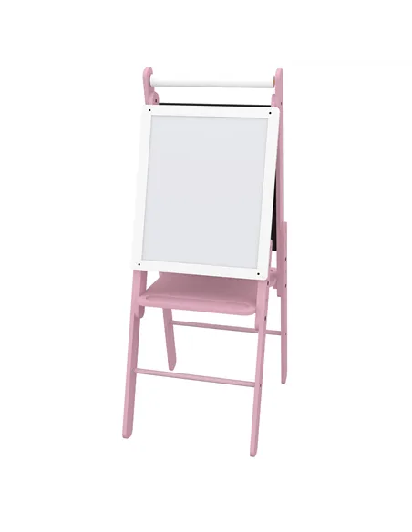 AIYAPLAY Three-In-One Easel for Kids, with Paper Roll, Adjustable Height - Pink