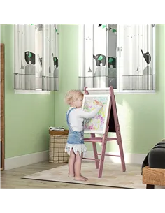 AIYAPLAY Three-In-One Easel for Kids, with Paper Roll, Adjustable Height - Pink 2