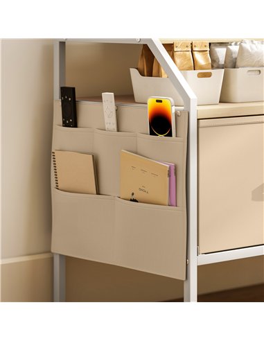 HOMCOM TV Stand Cabinet, TV Unit for 55-inch TVs with 2 Foldable Fabric Drawers, 5 Divided Side Pockets, Open Shelves, Console T