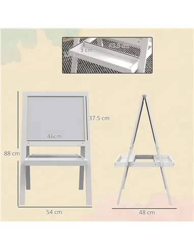 AIYAPLAY Kids Easel, Art Easel with Double Sided Whiteboard, Chalkboard, Storage, 2 in 1 Standing Easel for Toddlers 18-48 Month