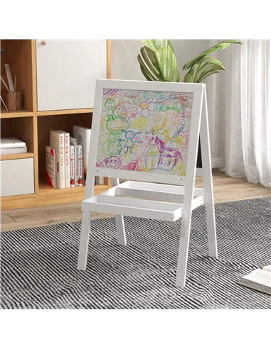 AIYAPLAY Kids Easel, Art Easel with Double Sided Whiteboard, Chalkboard, Storage, 2 in 1 Standing Easel for Toddlers 18-48 Month