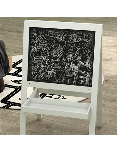 AIYAPLAY Kids Easel, Art Easel with Double Sided Whiteboard, Chalkboard, Storage, 2 in 1 Standing Easel for Toddlers 18-48 Month