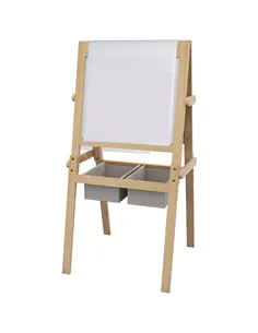 AIYAPLAY Kids Easel with Paper Roll, 3 in 1 Art Easel for Toddlers, Double-Sided Kids Whiteboard Blackboard with Storage Baskets